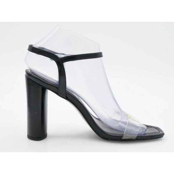 BCBG Sandals Womens 8 Black Faux Leather Ankle Strap High Heel Ilsie Buckle - Picture 4 of 10